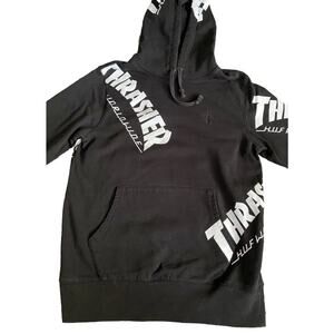 New Huff X Thrasher Blk Hoodie Hvy Sz M White Thrasher Skate Mag